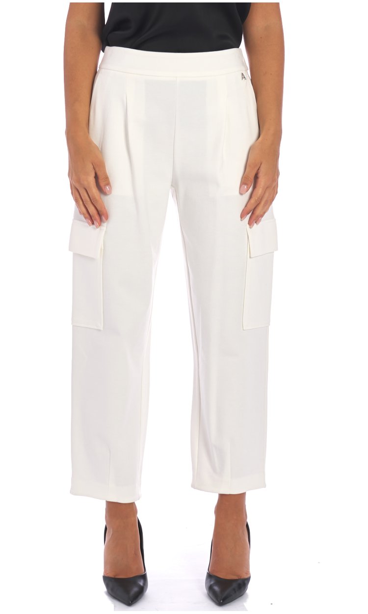 PANTALONE CARGO TWINSET ACTITUDE ALLA CAVIGLIA BIANCO