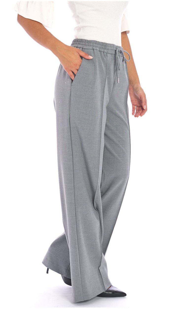 TWINSET ACTITUDE GRAY WIDE PANTS WITH ELASTIC WAIST