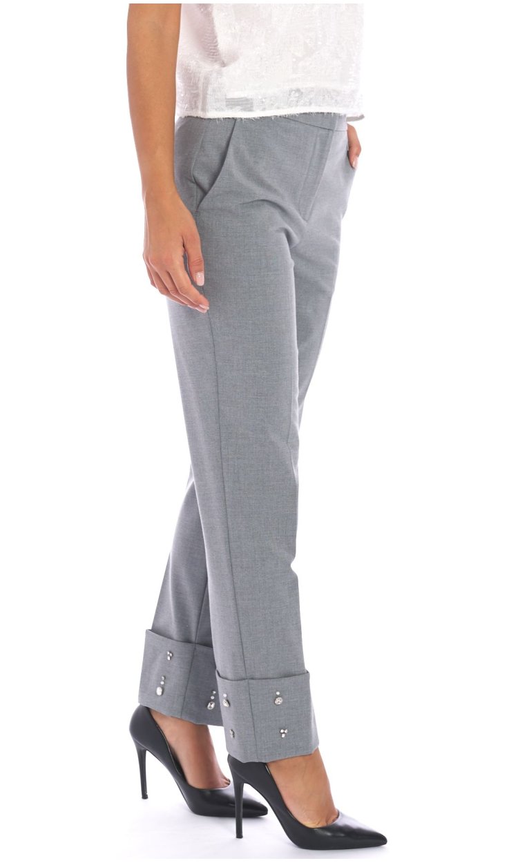 TWINSET ACTITUDE GRAY WIDE PANTS WITH ELASTIC WAIST