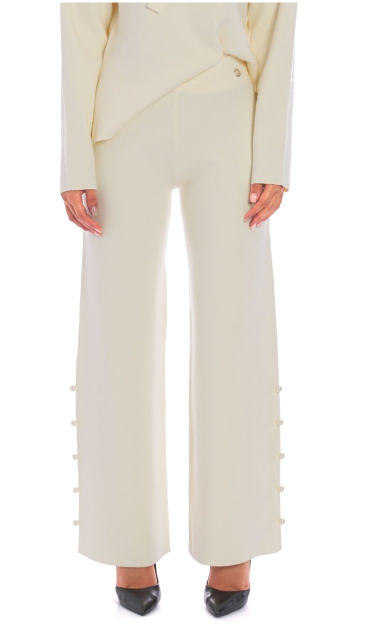 TWINSET ACTITUDE KNIT PANTS WITH PEARLS