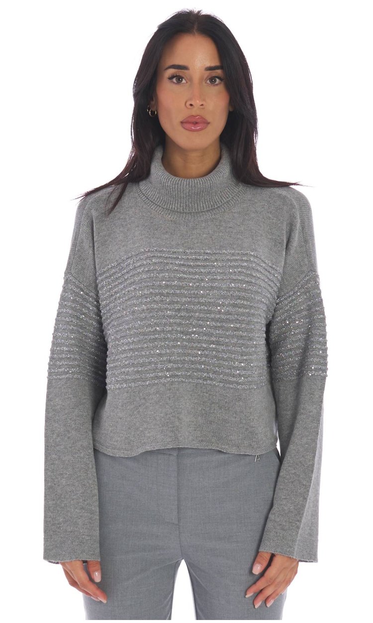 TWINSET TURTLENECK SWEATER WITH SEQUIN APPLICATION