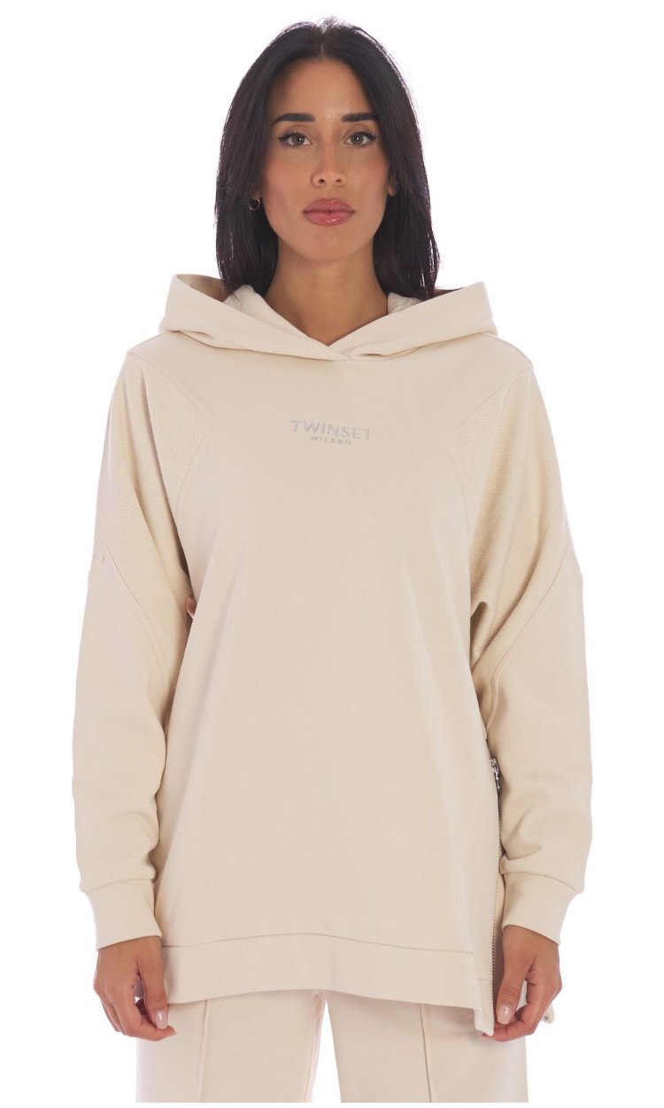 MAXI TWINSET SWEATSHIRT WITH SIDE ZIPPERS AND LOGO