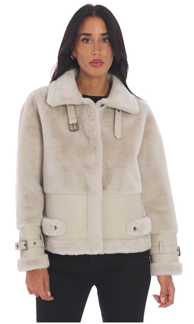 SHORT TWINSET JACKET IN ECO SHEEPSKIN