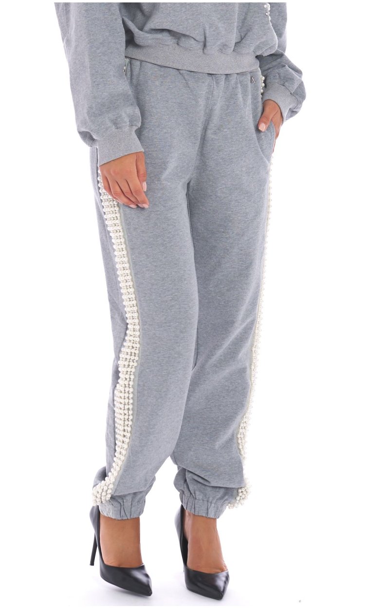 PANTALONE TWINSET ACTITUDE IN FELPA CON PERLE