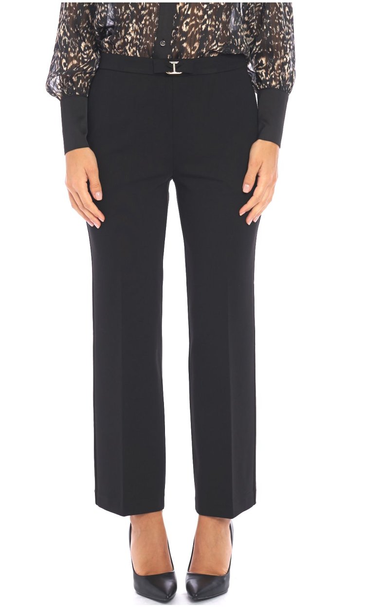 TWINSET ANKLE-LENGTH PANTS IN MILANO STITCH WITH LOGO