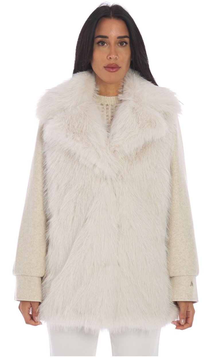 TWINSET ACTITUDE WHITE ECO FUR JACKET