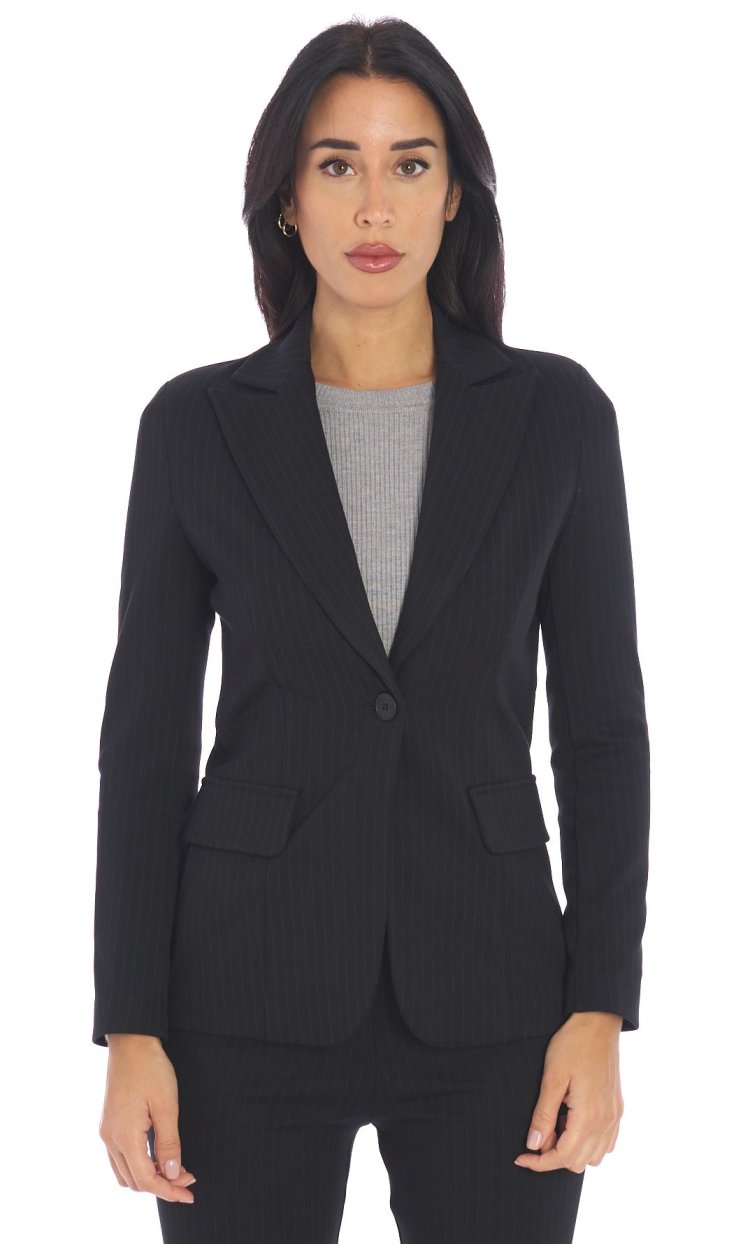 WHITE WISE BLACK PINSTRIPE JACKET