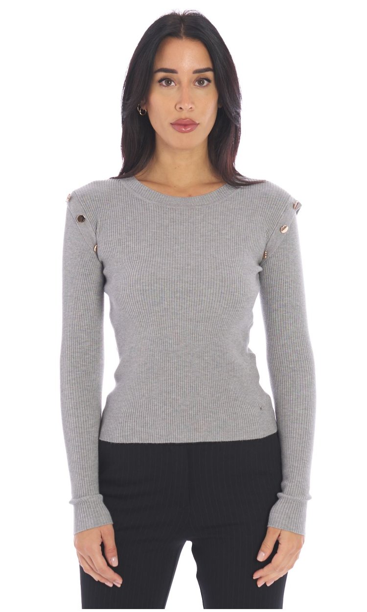 WHITE WISE SWEATER WITH BUTTONS ON THE ARMHOLES