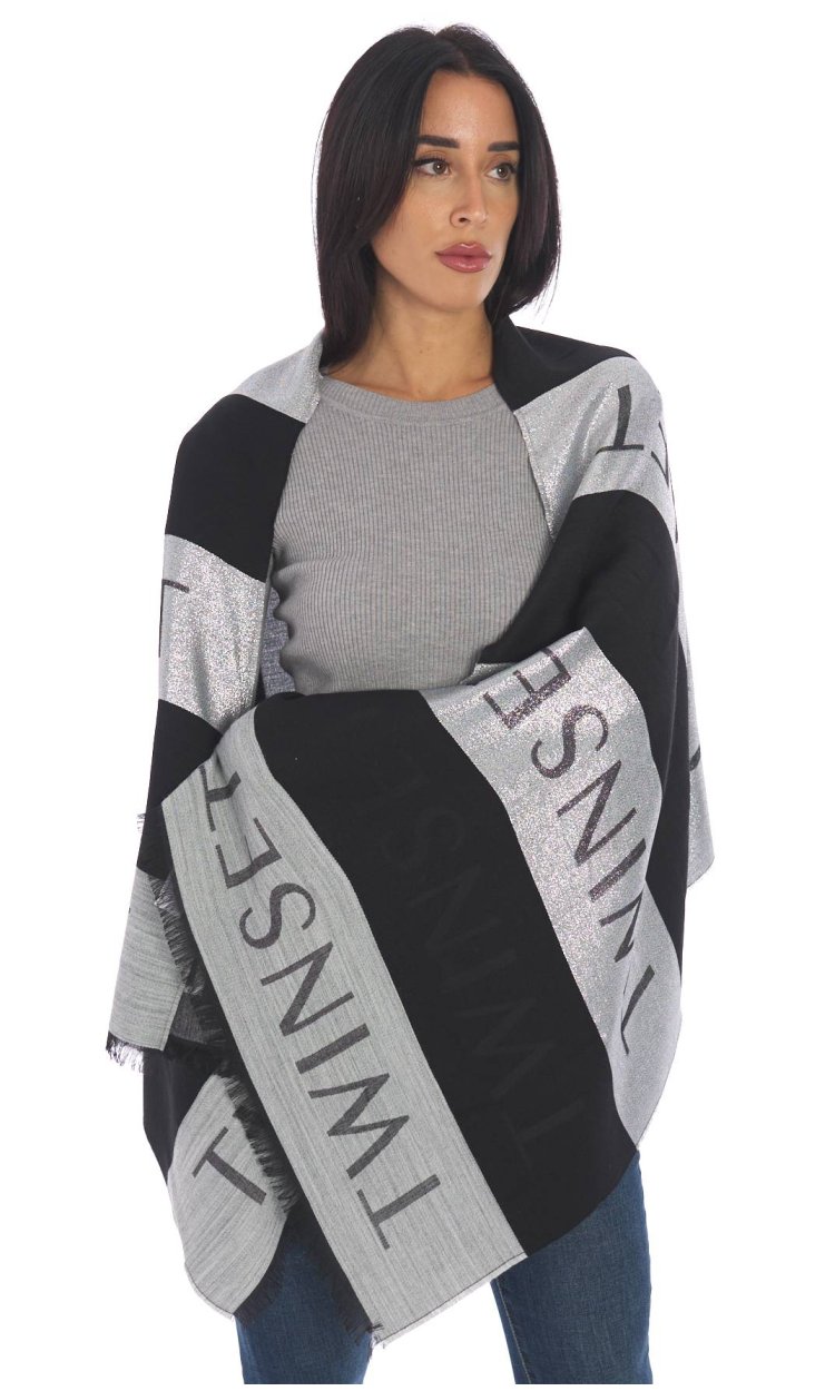 TWINSET SCARF WITH LUREX LETTERING LOGO