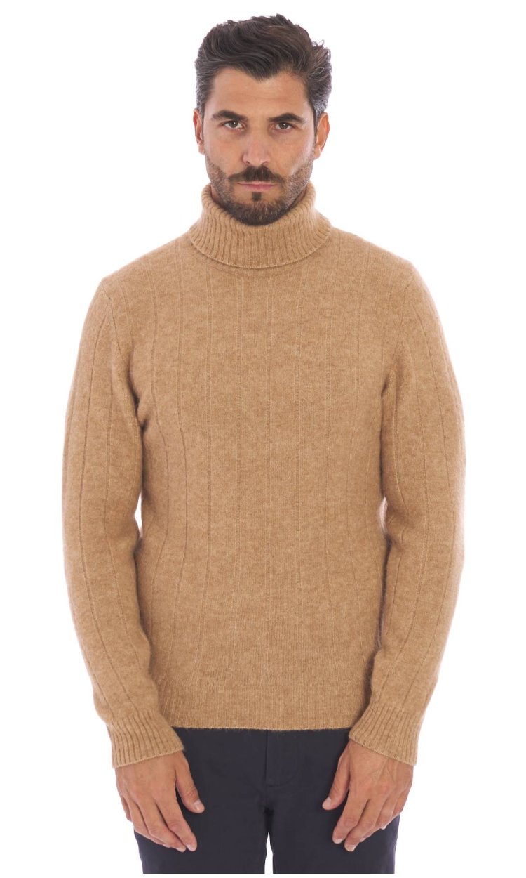 TURTLENECK RIBBED SWEATER PRIVATI FIRENZE BEIGE