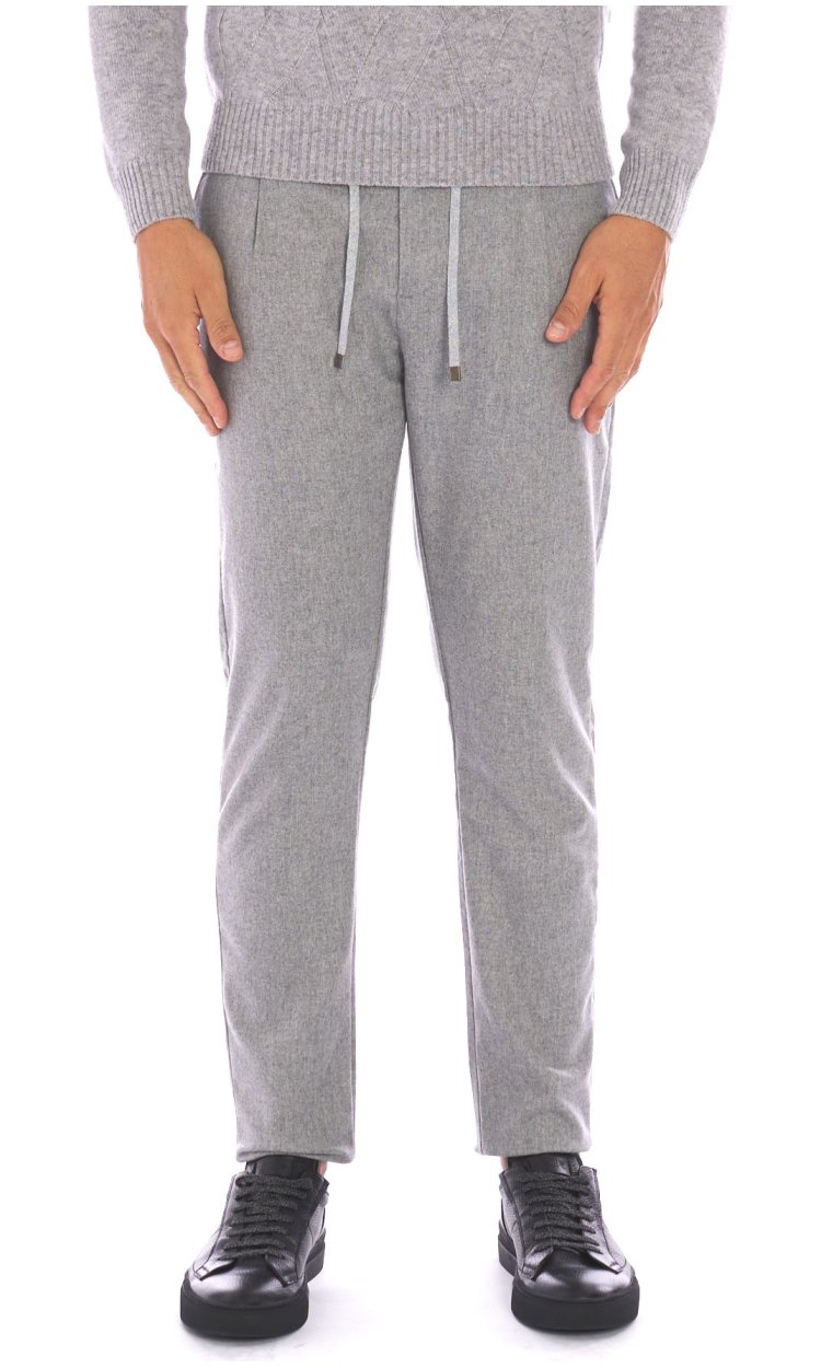 PANTALONE YAN SIMMON CON COULISSE E PINCES GRIGIO IN LANA - LIFE