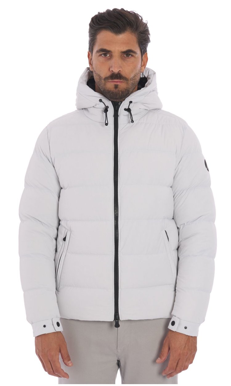 PEOPLE OF SHIBUYA WHITE SHORT DOWN JACKET WITH HOOD - ABAKA