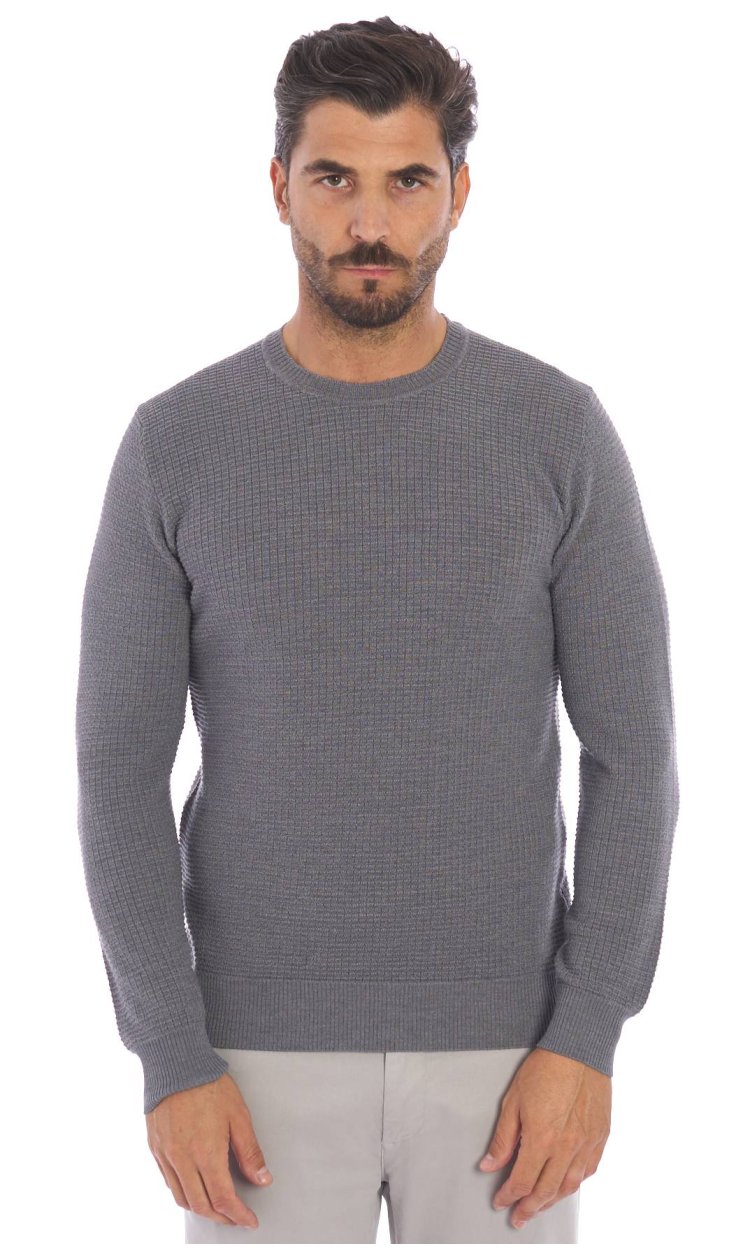 PRIVATI FIRENZE CREW NECK SWEATER IN WORKED MERINO WOOL