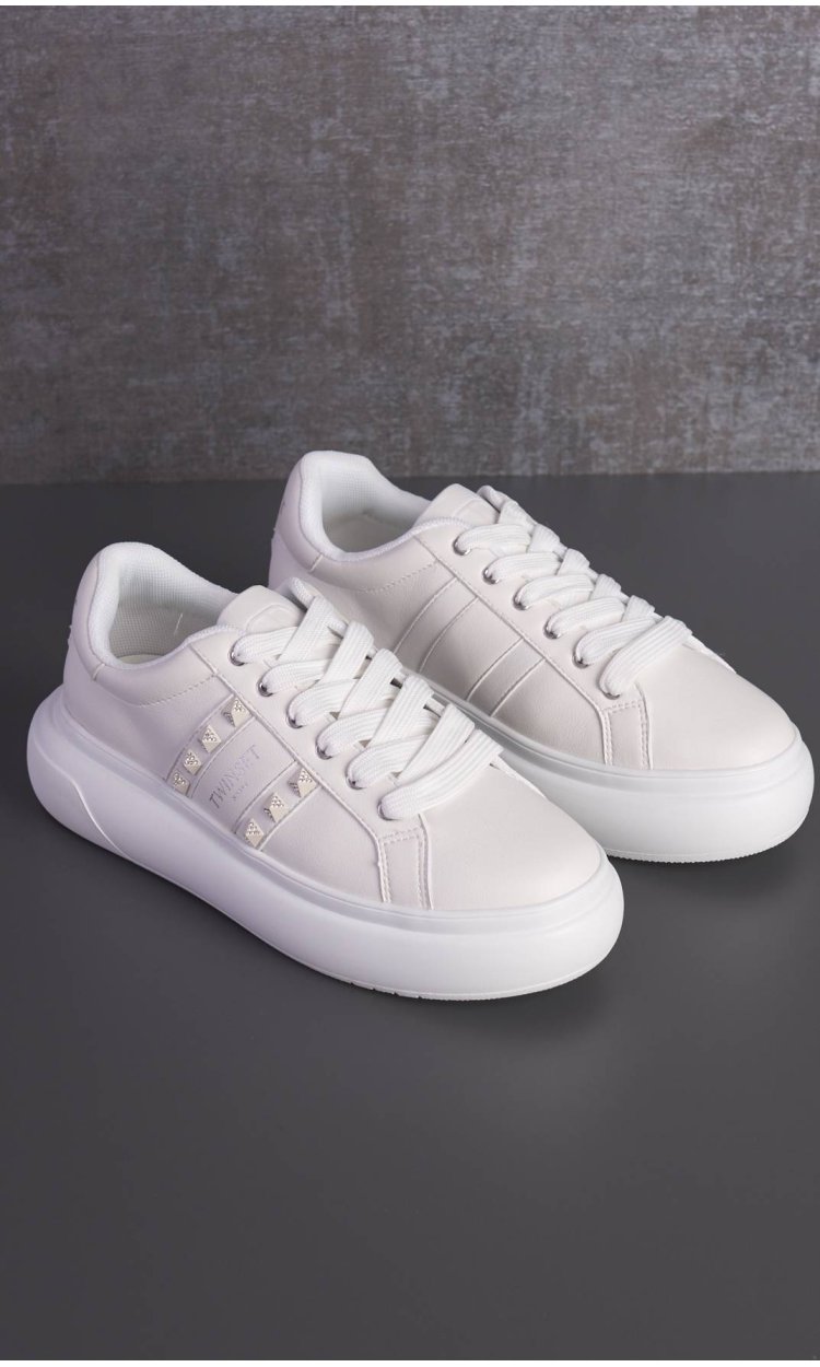 TWINSET SNEAKERS WITH WHITE RHINESTONE INSERTS