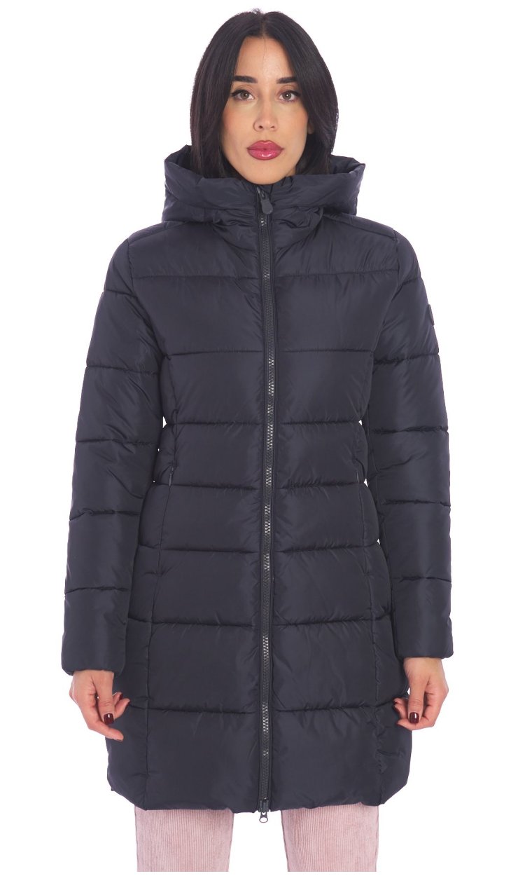 SAVE THE DUCK BLUE LONG DOWN JACKET WITH HOOD - TAYLOR