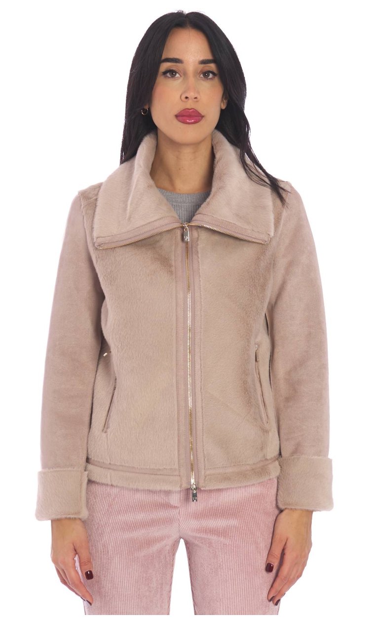 WHITE WISE PINK ECO SHEEPSKIN JACKET