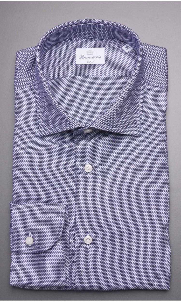 BRANCACCIO SHIRT WITH BLUE GIO COLLAR PATTERN