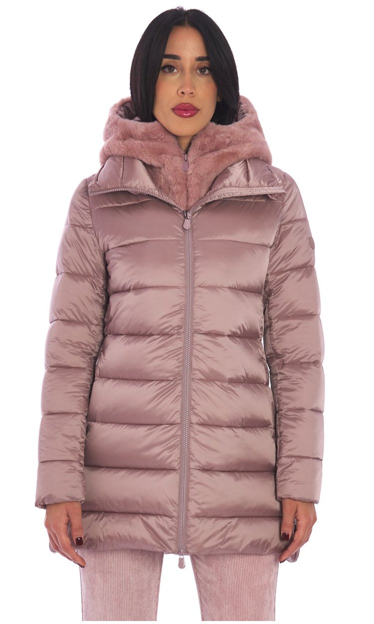 SAVE THE DUCK LONG WIDE DOWN JACKET WITH ECOFUR HOOD MATILDA